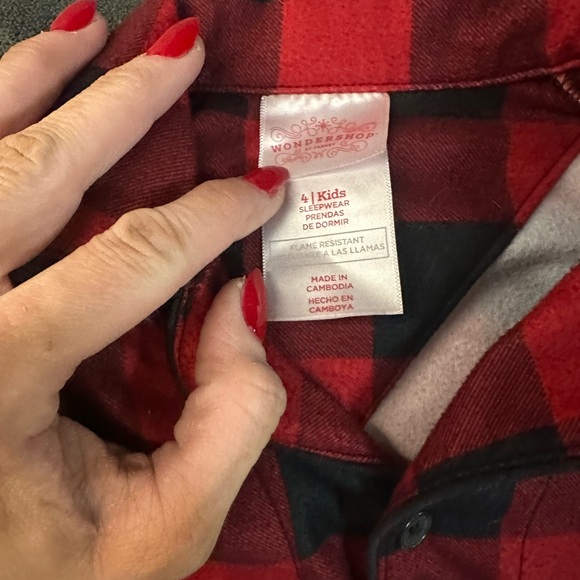 Boys Red & Black plaid Pajama set - Picture 2 of 4